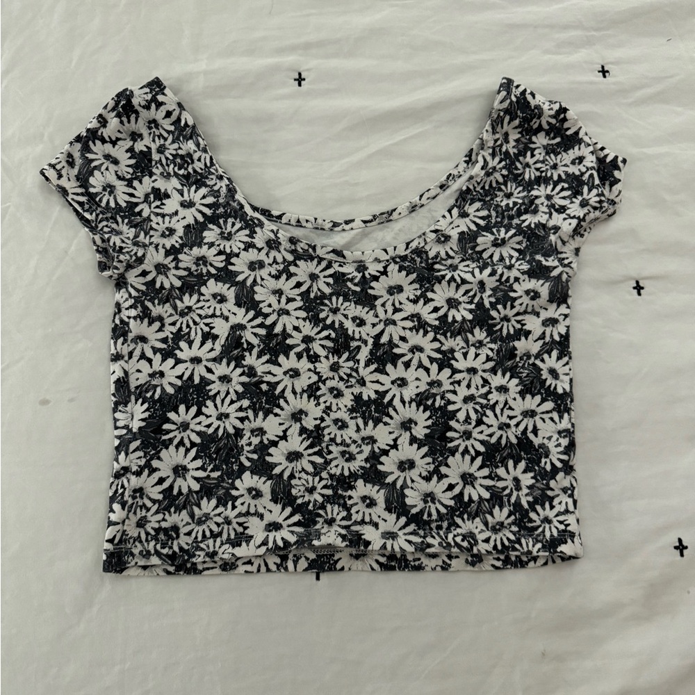 Floral Black and White Women's Top